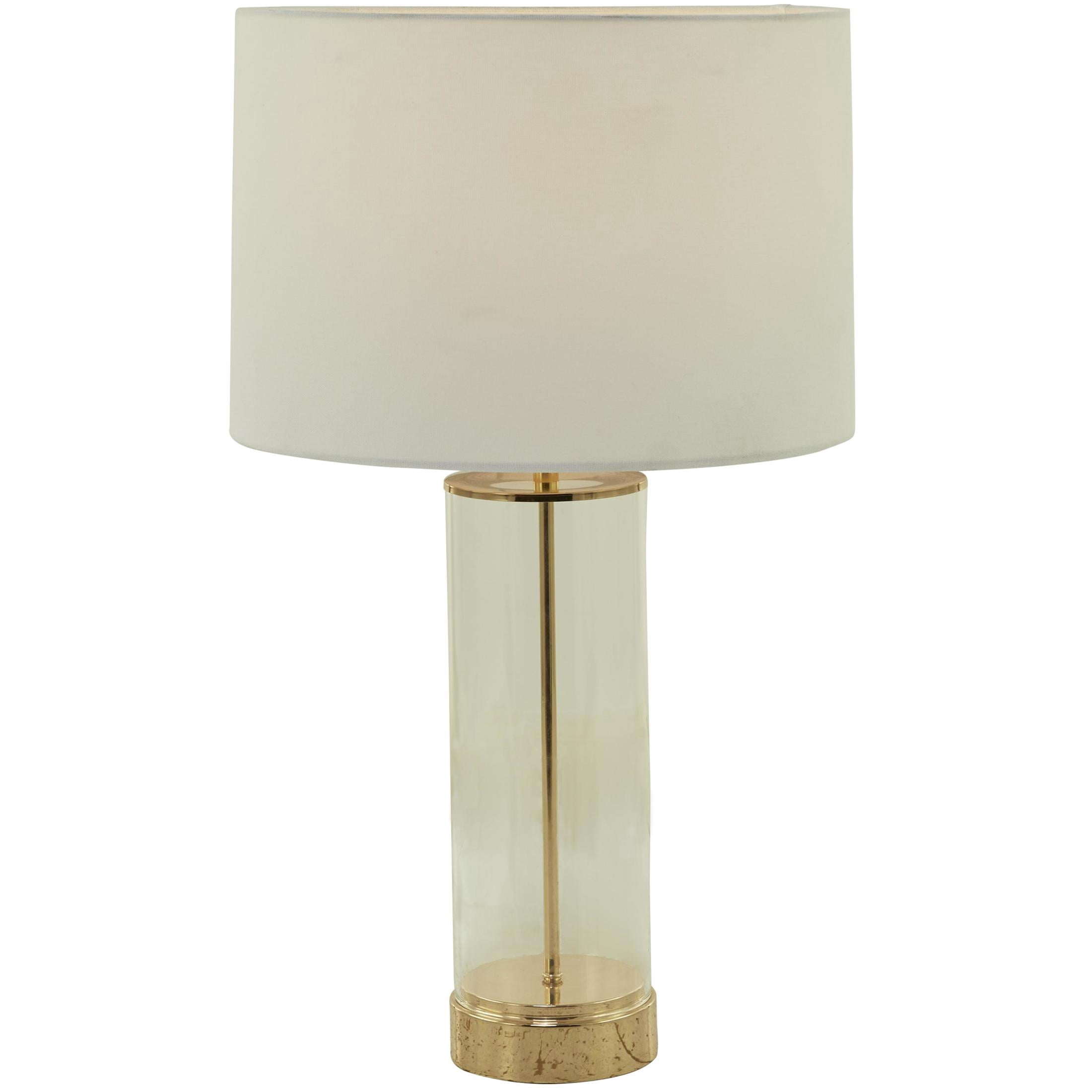 CosmoLiving by Cosmopolitan 25" Transparent Base Gold Table Lamp with Cream Linen Shade