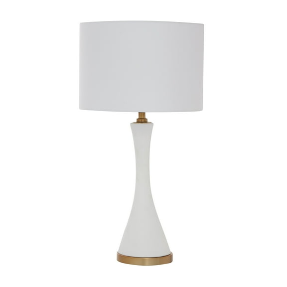 CosmoLiving by Cosmopolitan White Ceramic Room Table Lamp, 14" x 13" x 25"