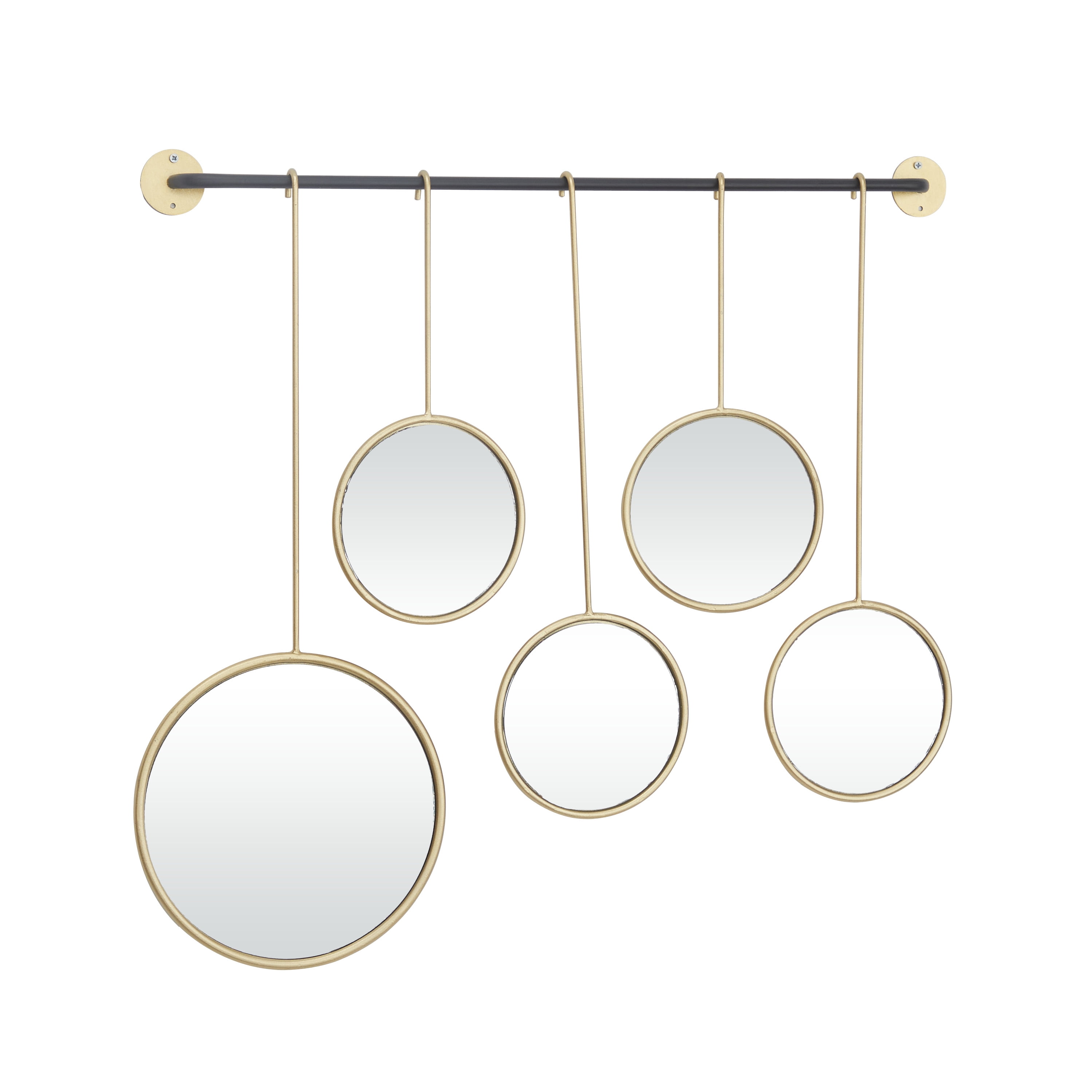 CosmoLiving by Cosmopolitan 25" x 25" Gold Wall Mirror with Hanging Rod