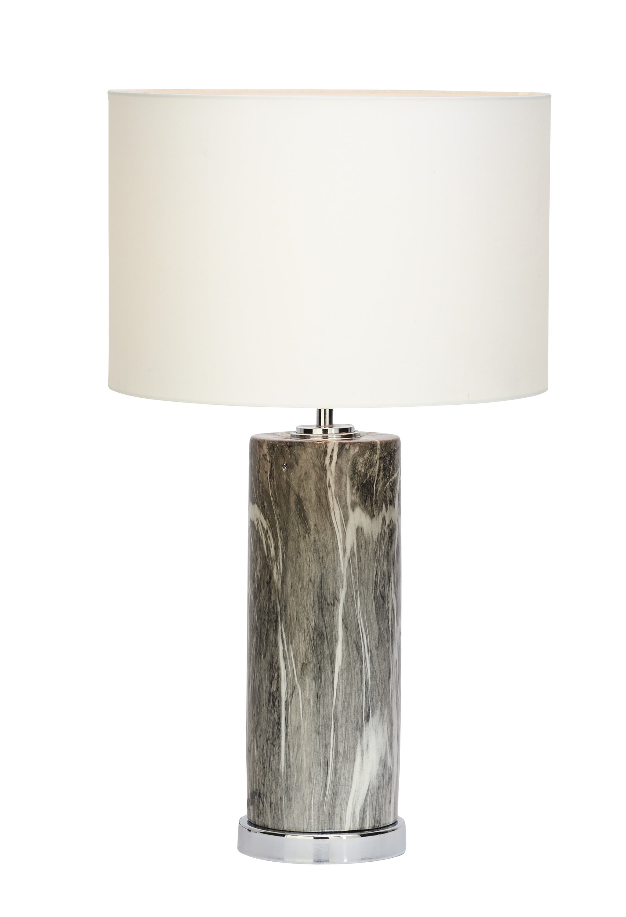 CosmoLiving by Cosmopolitan 26" Faux Marble Gray Table Lamp with White Linen Shade