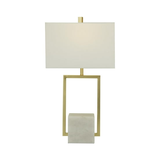 CosmoLiving by Cosmopolitan 27" Geometric Gold Table Lamp with Cream Linen Shade