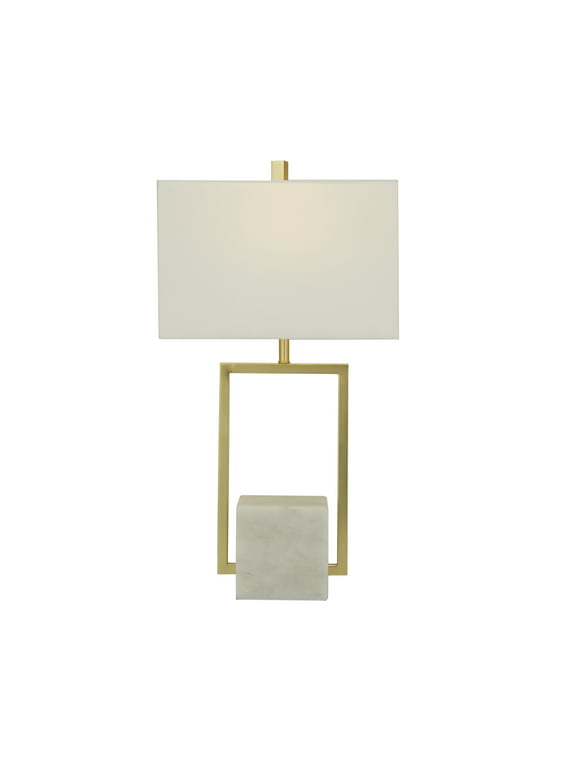 CosmoLiving by Cosmopolitan 27" Geometric Gold Table Lamp with Cream Linen Shade