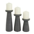thumbnail image 1 of CosmoLiving by Cosmopolitan 3 Candle Dark Gray Mango Wood Pillar Candle Holder, Set of 3, 1 of 8