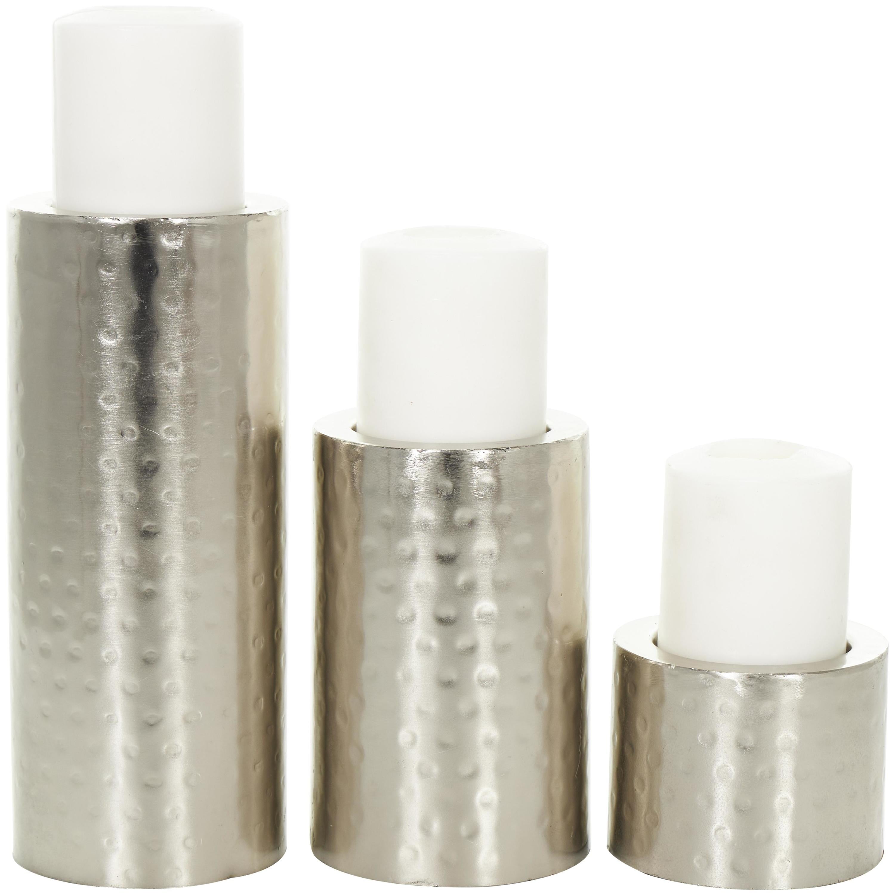 Silver Iron Industrial Candle Holder Set of 3