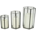 thumbnail image 1 of CosmoLiving by Cosmopolitan 3 Holder Clear Metal Geometric Hexagon Shaped Candle Lantern with Clear Glass, Set of 3, 1 of 11
