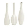 thumbnail image 1 of CosmoLiving by Cosmopolitan 3"W, 12"H Slim Textured Bottleneck White Ceramic Vase with Varying Patterns, Set of 3, 1 of 11