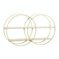 thumbnail image 1 of CosmoLiving by Cosmopolitan 30" x 6" Round Overlapping Ring 2-Tier Gold Geometric Wall Shelf with Wooden Shelves, 1 of 14