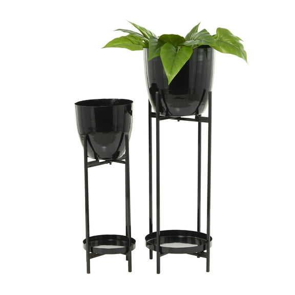 CosmoLiving by Cosmopolitan 32", 24"H Black Metal Planter with Removable Stand (2 Count)