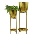 thumbnail image 1 of CosmoLiving by Cosmopolitan 32", 24"H Gold Metal Planter with Removable Stand (2 Count), 1 of 9