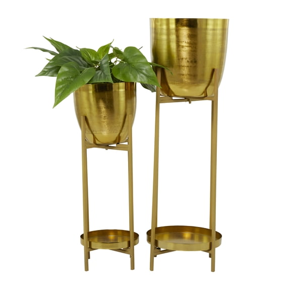 CosmoLiving by Cosmopolitan 32", 24"H Gold Metal Planter with Removable Stand (2 Count)