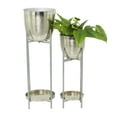 thumbnail image 1 of CosmoLiving by Cosmopolitan 32", 24"H Silver Metal Planter with Removable Stand (2 Count), 1 of 9