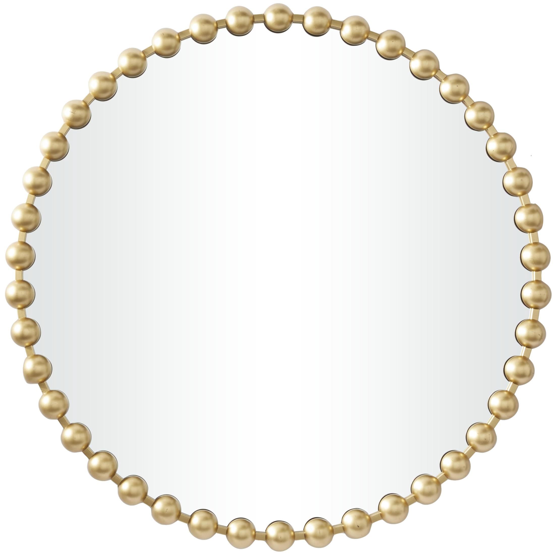 CosmoLiving by Cosmopolitan 36" x 36" Gold Round Beaded Wall Mirror