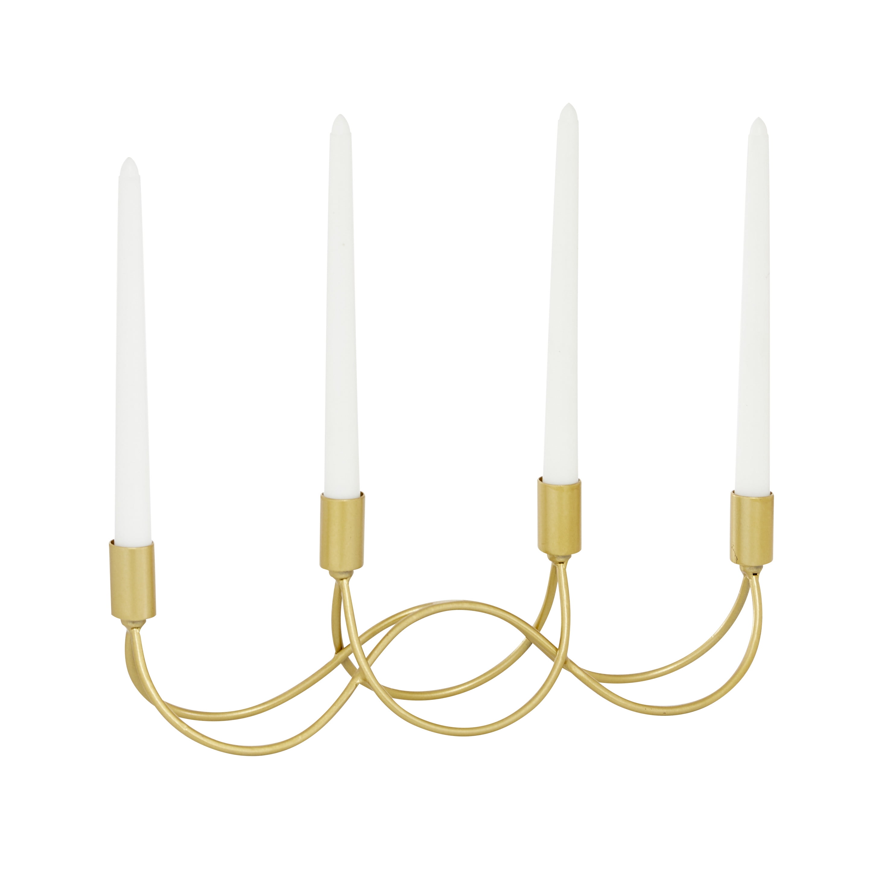 Gold Metal 4-Holder Arched Contemporary Candelabra