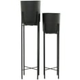 thumbnail image 1 of CosmoLiving by Cosmopolitan 40", 47"H Indoor Outdoor Black Metal Planter with Removable Stand (2 Count), 1 of 7