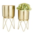 thumbnail image 1 of CosmoLiving by Cosmopolitan 6", 6"W Gold Metal Planter with Removable Stand (2 Count), 1 of 8