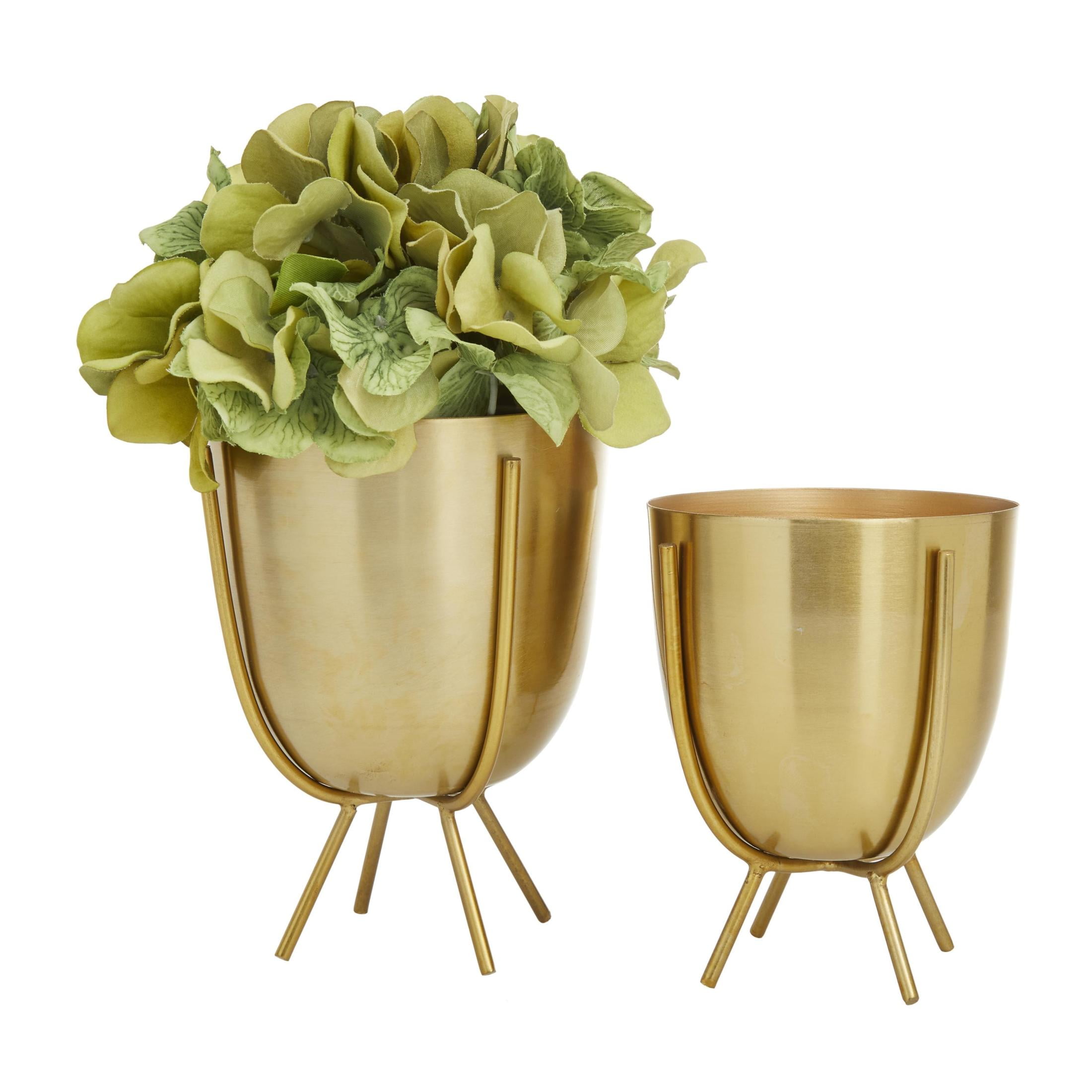 CosmoLiving by Cosmopolitan 6", 7"H Small Gold Metal Planter with Removable Stand (2 Count)