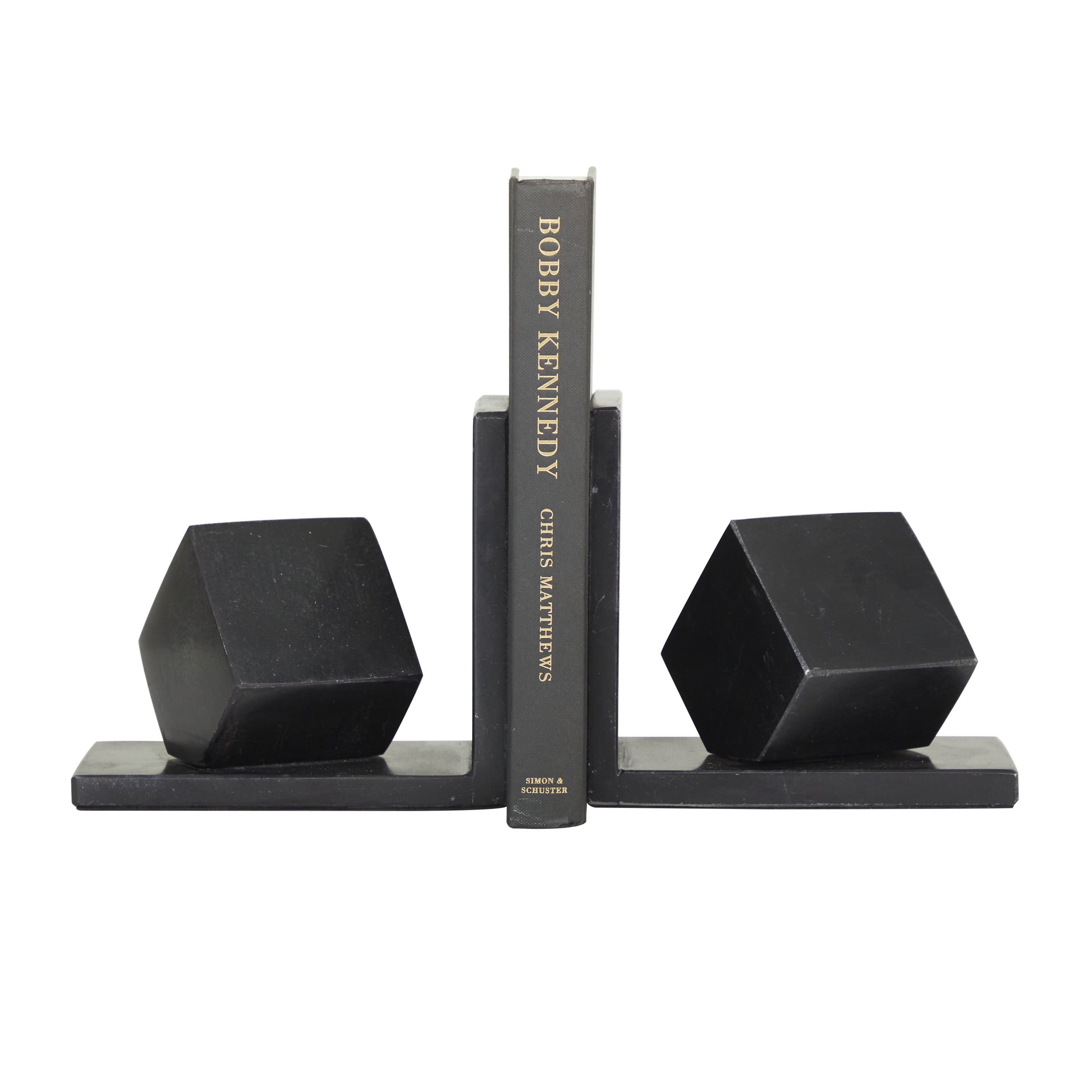CosmoLiving by Cosmopolitan 6" Orb 10 lbs Black Marble Bookends (Set of 2)