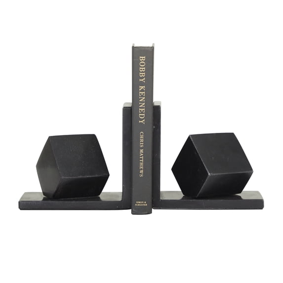 CosmoLiving by Cosmopolitan 6" Orb 10 lbs Black Marble Bookends (Set of 2)
