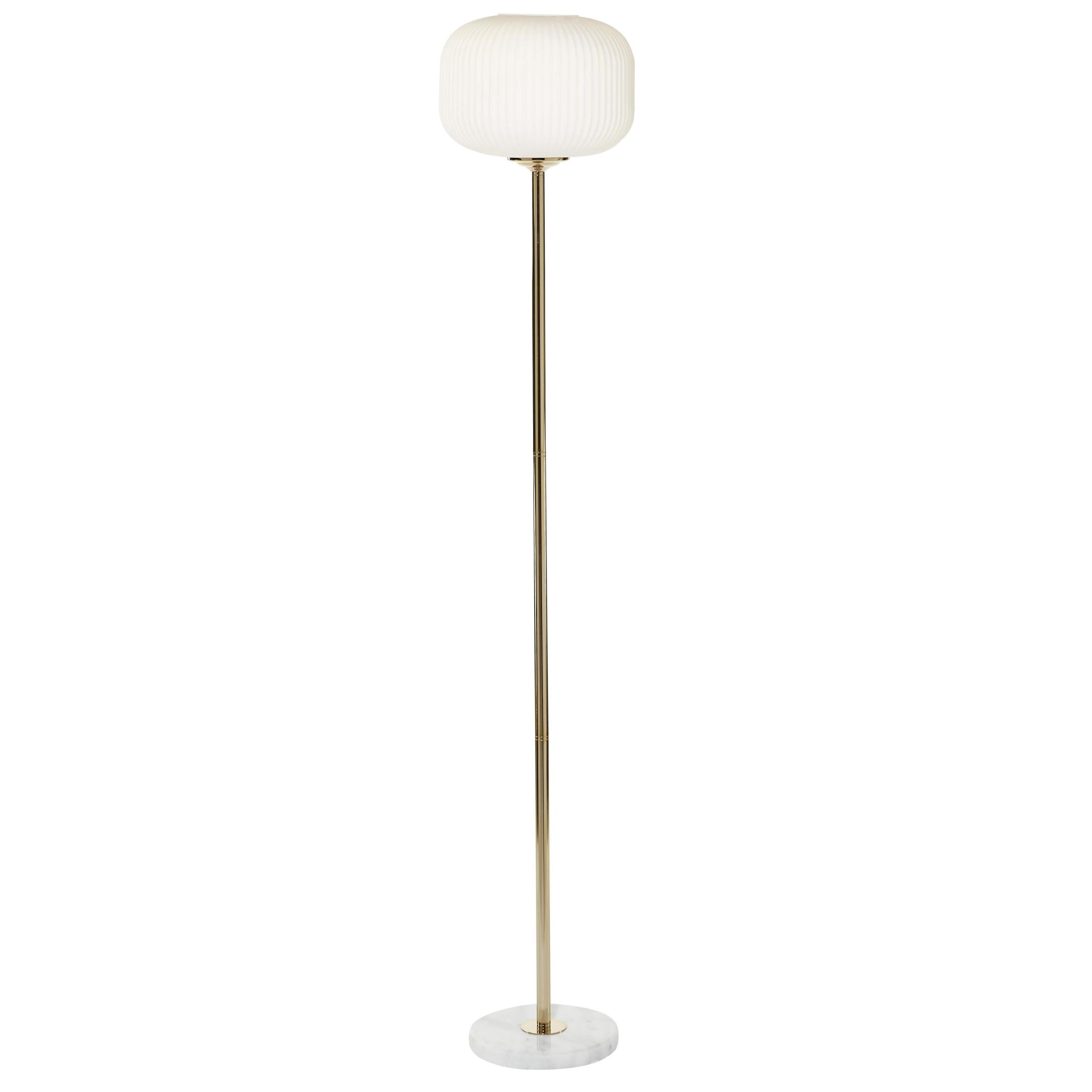 CosmoLiving by Cosmopolitan 64" White Floor Lamp with White Glass Shade