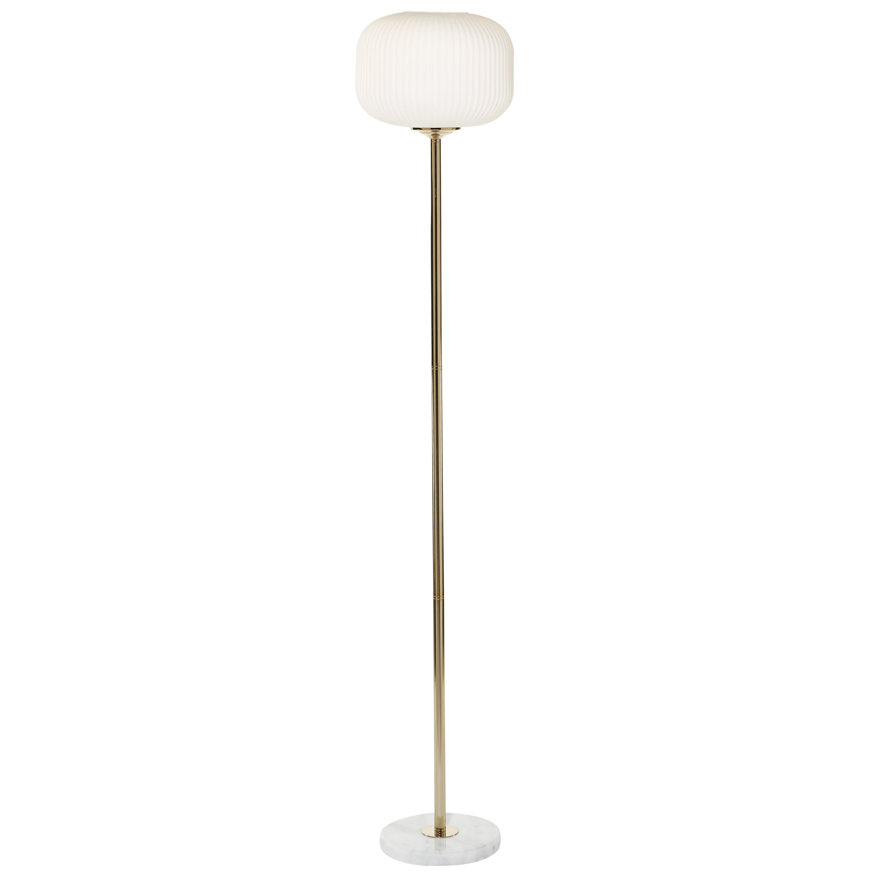 Elegant 64" Torchiere White Floor Lamp with Frosted Glass Shade