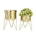 thumbnail image 1 of CosmoLiving by Cosmopolitan 7", 7"W Gold Metal Planter with Removable Stand (2 Count), 1 of 8