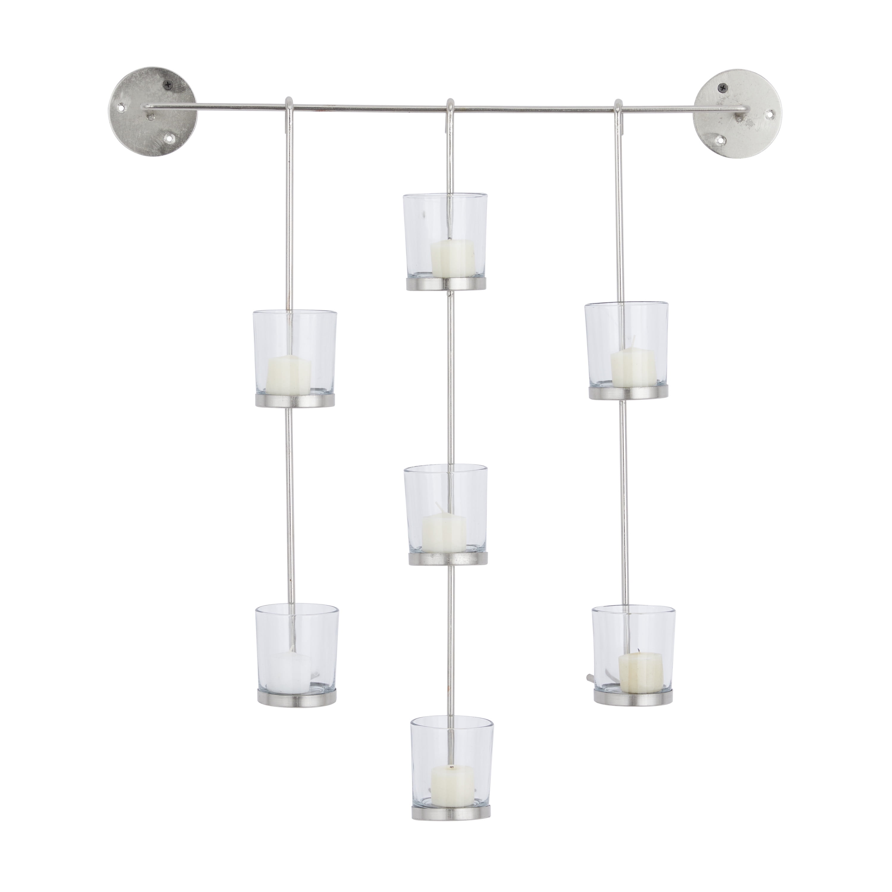 CosmoLiving by Cosmopolitan 7 Holder Silver Metal Wall Sconce