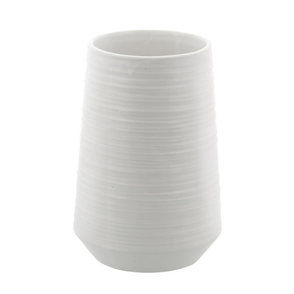 CosmoLiving by Cosmopolitan 7" Ribbed White Porcelain Ceramic Vase