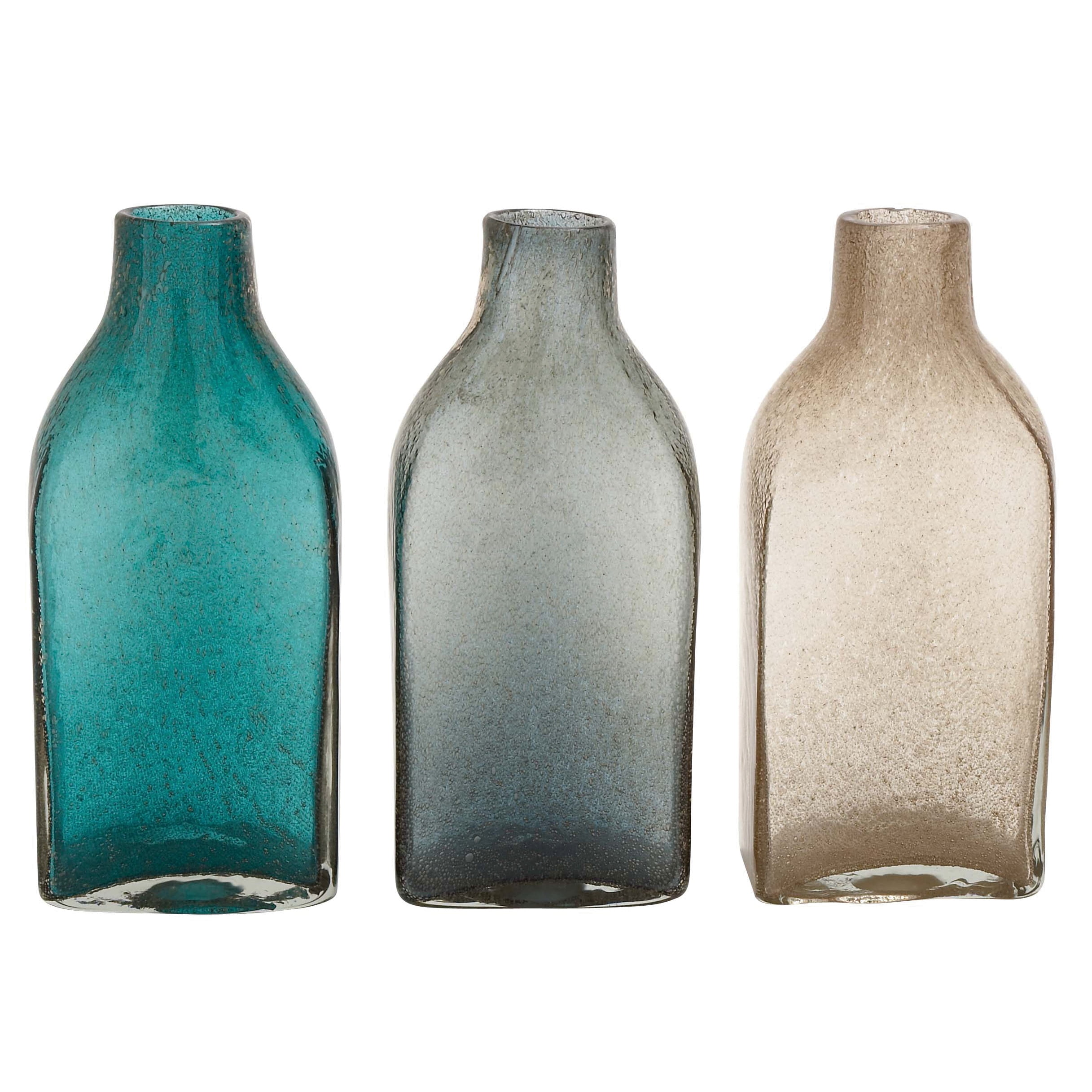 CosmoLiving by Cosmopolitan 7"W, 15"H Multi Colored Glass Vase, Set of 3