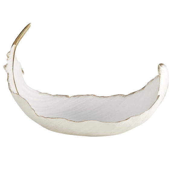 CosmoLiving by Cosmopolitan 8" Oval Curved Feather Bird Polystone Decorative Bowl with Gold Accents