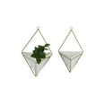 thumbnail image 1 of CosmoLiving by Cosmopolitan 8"W, 13"H Pyramid White Metal Indoor Outdoor Triangle Geometric Wall Planter (2 Count), 1 of 8