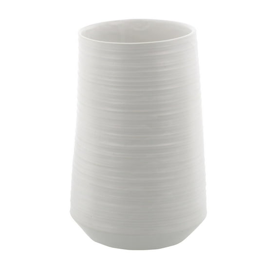 CosmoLiving by Cosmopolitan 9" Ribbed White Porcelain Ceramic Vase
