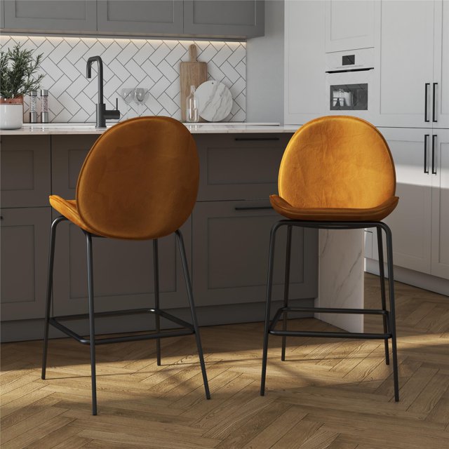 CosmoLiving by Cosmopolitan Astor 24" Counter Height Bar Stool, Terracotta Velvet