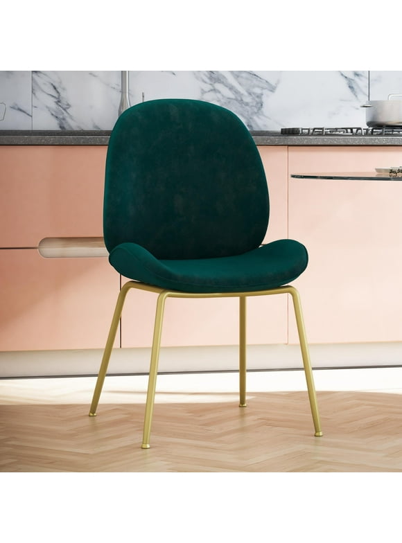 CosmoLiving by Cosmopolitan Astor Upholstered Dining Chair, Green Velvet with Brass Metal Leg