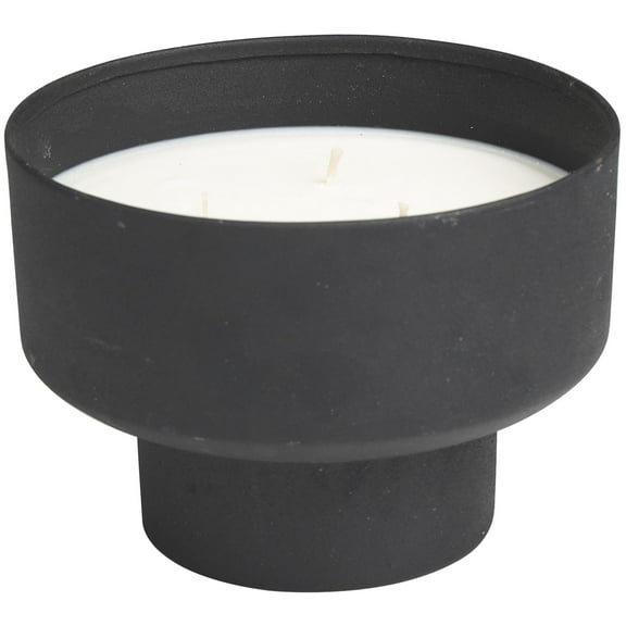 DecMode Black Metal Campfire Scented Matte 50 oz 3 Wick Candle with White Wax