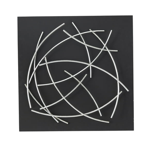 CosmoLiving by Cosmopolitan Black Metal Overlapping Lines Abstract Wall Decor with Black Backing