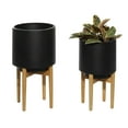 thumbnail image 1 of CosmoLiving by Cosmopolitan Black Metal Planter (2 Count), 1 of 9