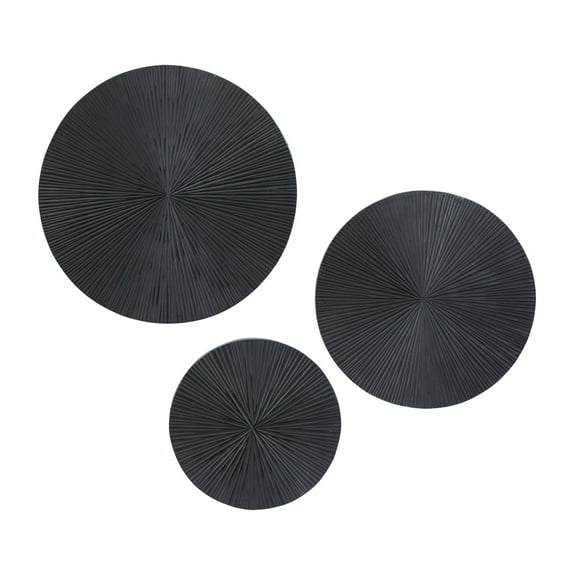 CosmoLiving by Cosmopolitan Black Wooden Carved Radial Plate Wall Decor (3 Count)