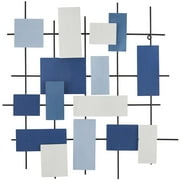 CosmoLiving by Cosmopolitan Blue Metal Overlapping Stripes Geometric Wall Decor
