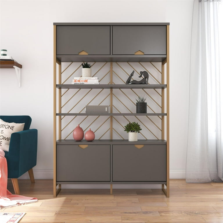 CosmoLiving by Cosmopolitan Brielle Shoe Storage Bookcase Room Divider Graphite Gray