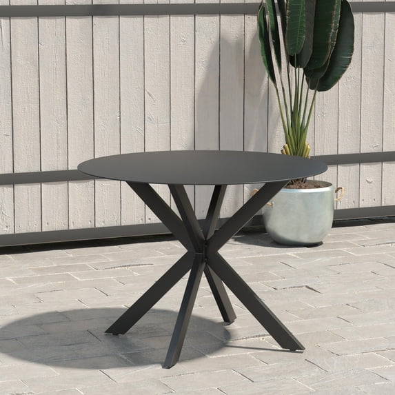 CosmoLiving by Cosmopolitan, Circi Collection, Dining Table with Glass Top, Black and Charcoal