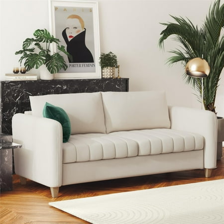 CosmoLiving by Cosmopolitan Coco Channel Tufted Sofa, Ivory Velvet