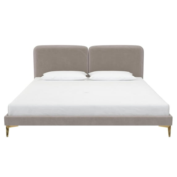 CosmoLiving by Cosmopolitan Coco Upholstered Bed Frame, King, Taupe Velvet