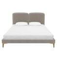thumbnail image 1 of CosmoLiving by Cosmopolitan Coco Upholstered Bed Frame, Queen, Taupe Velvet, 1 of 18