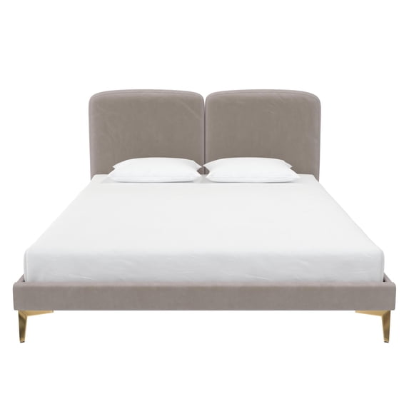 CosmoLiving by Cosmopolitan Coco Upholstered Bed Frame, Queen, Taupe Velvet
