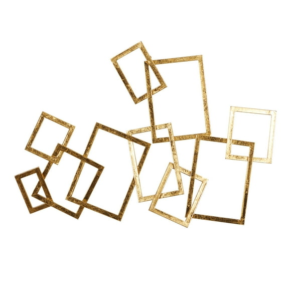 CosmoLiving by Cosmopolitan Contemporary Metal Rectangular Interconnected Frames Design Wall Décor, 30"W x 22"H with Gold Polished Finish