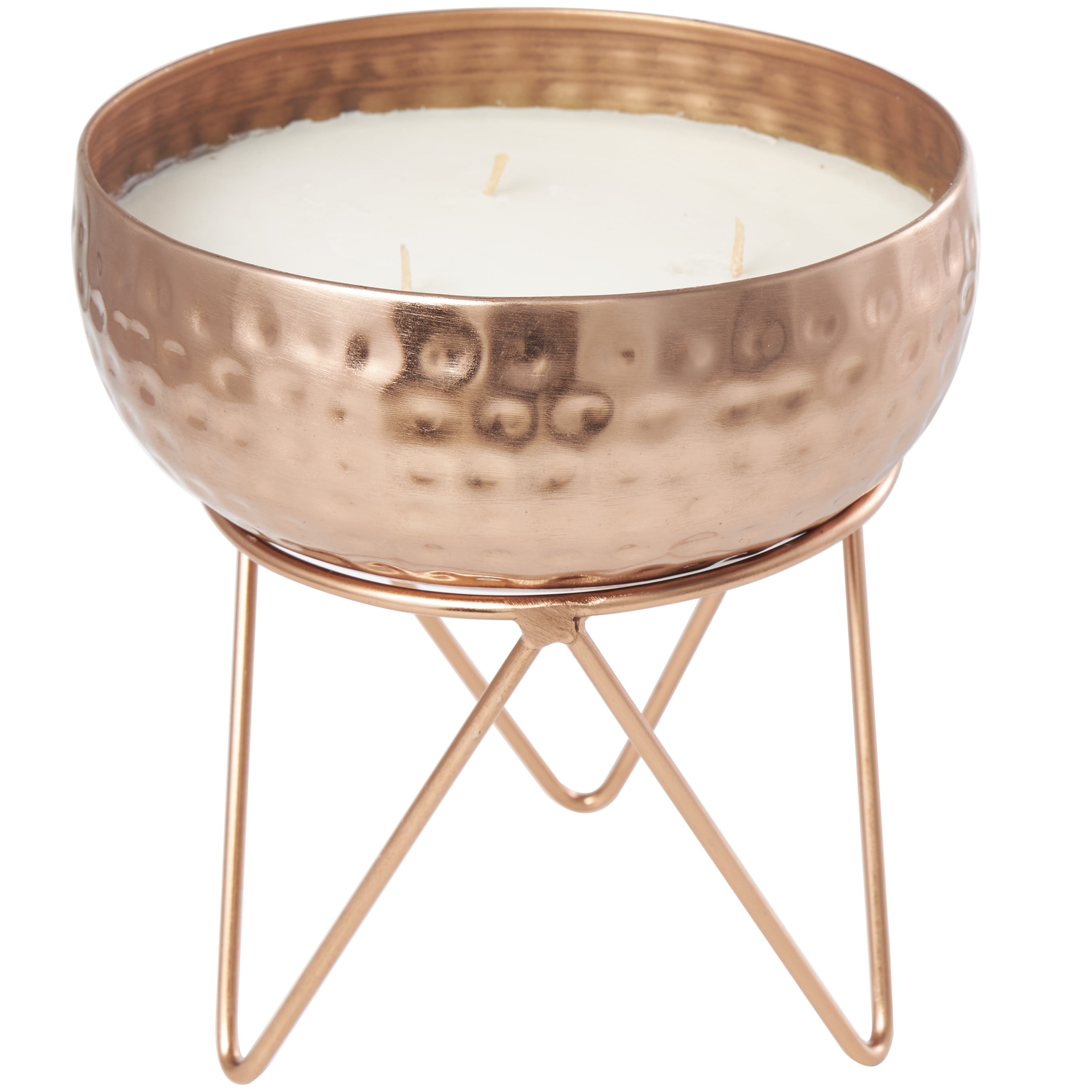 CosmoLiving by Cosmopolitan Copper Metal Vanilla Marshmallow Scented Hammered 30 oz 3 Wick Candle with White Wax