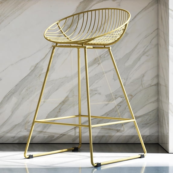 CosmoLiving by Cosmopolitan Ellis 24" Metal Counter Height Bar Stool, Brass