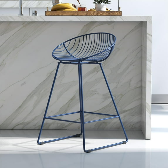 CosmoLiving by Cosmopolitan Ellis 24" Metal Counter Height Bar Stool, Navy