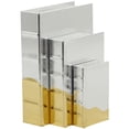 thumbnail image 1 of CosmoLiving by Cosmopolitan Metallic Faux Book Storage Silver Faux Leather Decorative Box with Wavy Gold Design, 3 Count, 1 of 14