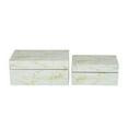 thumbnail image 1 of CosmoLiving by Cosmopolitan Geometric White Glass Decorative Box with Hinged Lid, 2 Count, 1 of 8